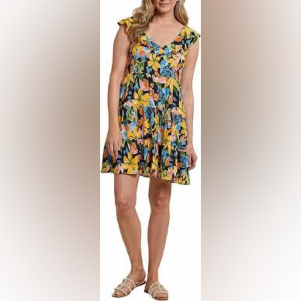 Tribal Sundress with Yellow and Blue Floral Design